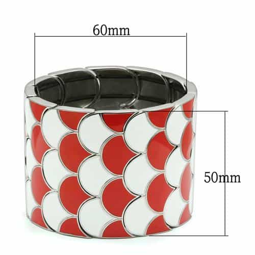 Stainless Steel Red White Enamel Scallop Fish Scale Wide Bracelet view 2