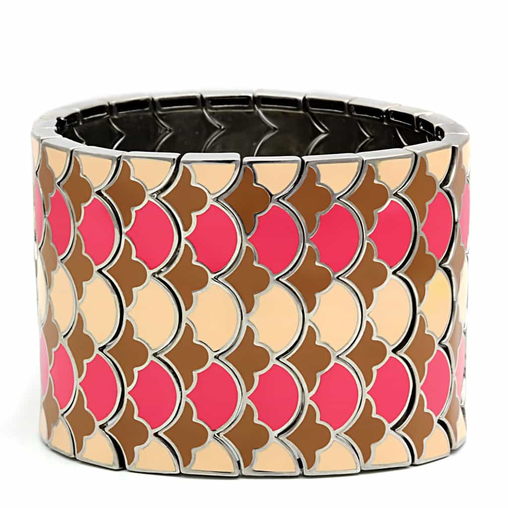 Stainless Steel Multi Color Pink Gold Brown Enamel Bracelet view 1