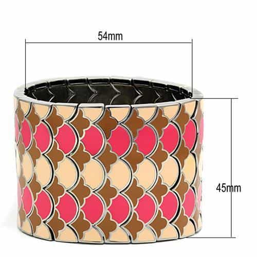 Stainless Steel Multi Color Pink Gold Brown Enamel Bracelet view 2