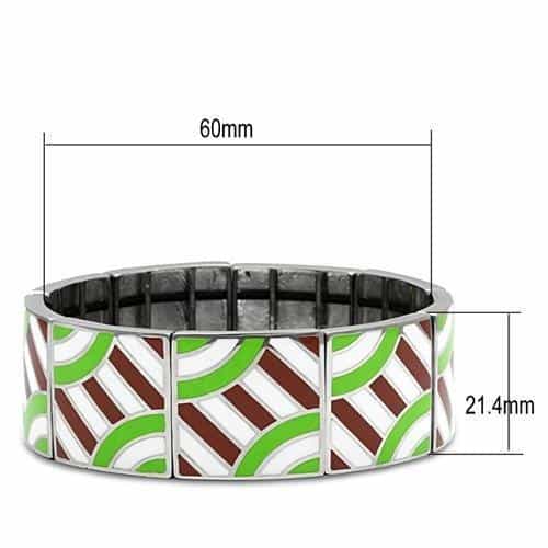 Stainless Steel Green Brown White Enamel Geometric Bracelet view 2