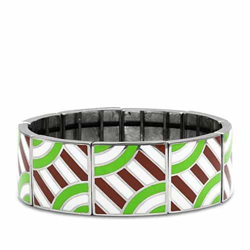 Stainless Steel Green Brown White Enamel Geometric Bracelet view 1