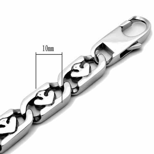 Stainless Steel Silver Polished Heart Cutout Figaro Link Bracelet view 3