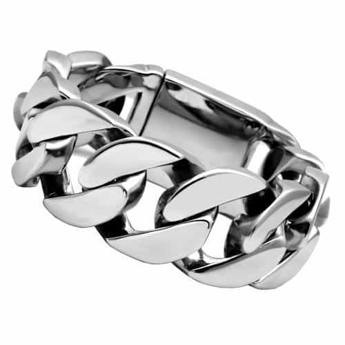 Stainless Steel Silver Polished Heavy Cuban Curb Link Bracelet view 1