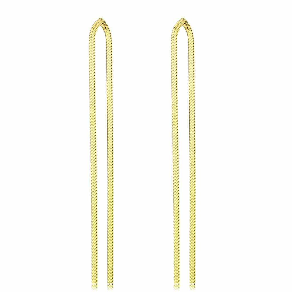 Stainless Steel Gold IP Polished Chain Threader Earrings view 1