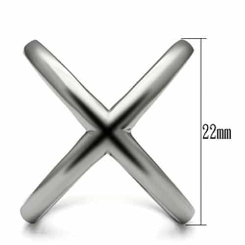Stainless Steel Silver Polished X Crossover Open Abstract Ring view 6
