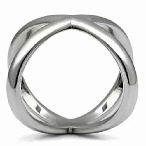 Stainless Steel Silver Polished X Crossover Open Abstract Ring view 7