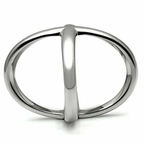 Stainless Steel Silver Polished X Crossover Open Abstract Ring view 8