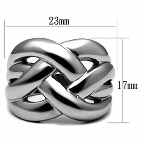 Stainless Steel Silver Polished Braided Knot Wide Cocktail Ring view 6