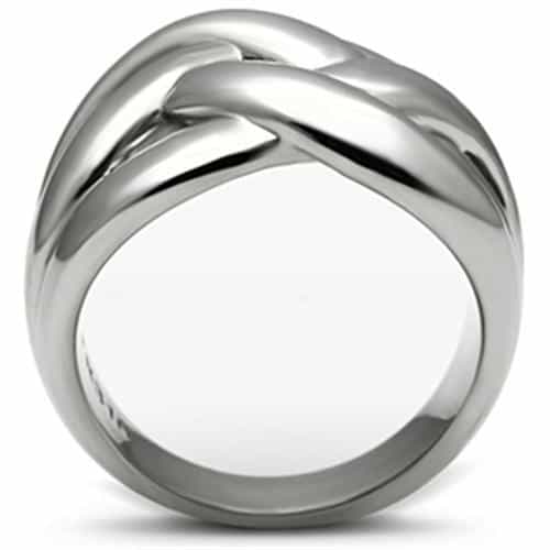 Stainless Steel Silver Polished Braided Knot Wide Cocktail Ring view 7