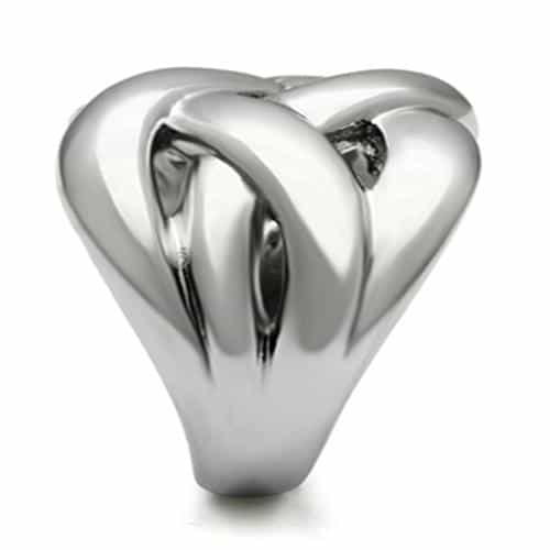 Stainless Steel Silver Polished Braided Knot Wide Cocktail Ring view 8