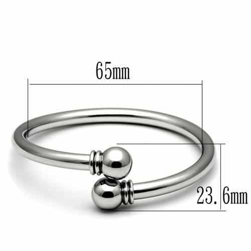 Stainless Steel Silver Polished Ball End Open Cuff Bracelet view 2