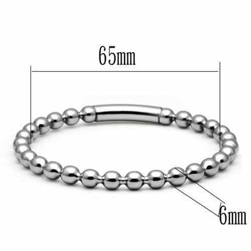 Stainless Steel Silver Polished Ball Bead Stretch Bracelet view 2