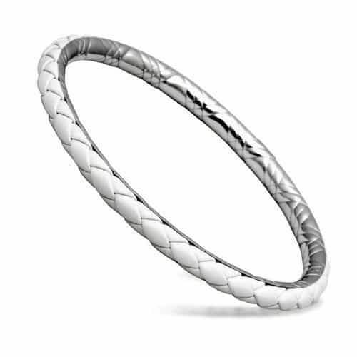 Stainless Steel Silver Polished Braided Weave Bangle Bracelet view 1