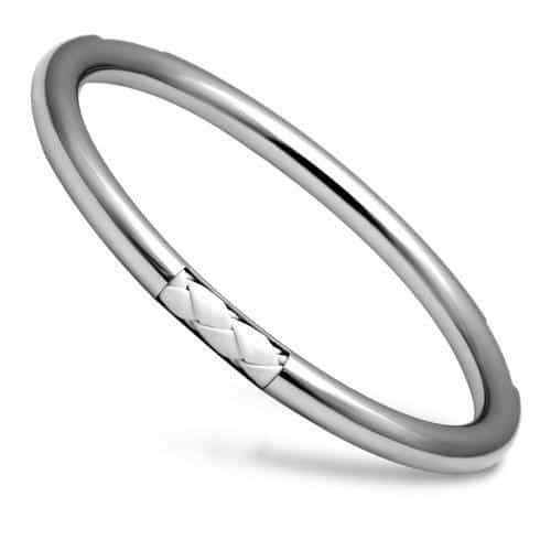 Stainless Steel Silver Polished Diamond Pattern Clasp Bracelet view 1