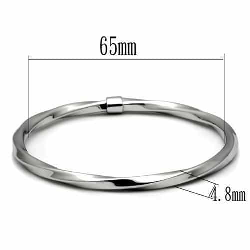Stainless Steel Silver Polished Faceted Slim Bangle Bracelet view 2