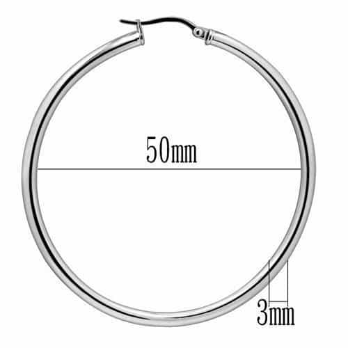 Stainless Steel Silver Polished Large Round Hoop Earrings view 3