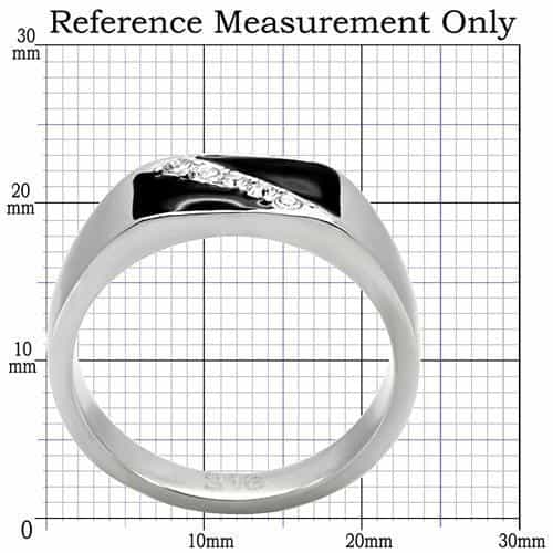 Stainless Steel Silver Black Onyx CZ Diagonal Flat Top Mens Ring view 7