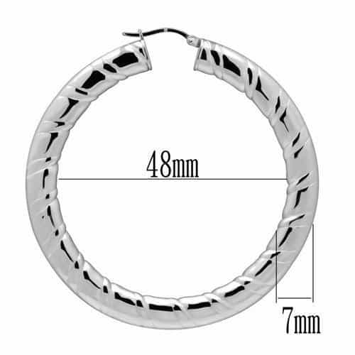 Stainless Steel Silver Polished Diamond Cut Medium Hoop Earrings view 3