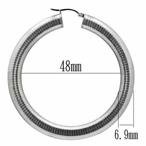 Stainless Steel Silver Polished Ribbed Omega Large Hoop Earrings view 3