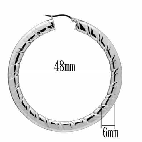 Stainless Steel Silver Polished Notched Diamond Cut Hoop Earrings view 3