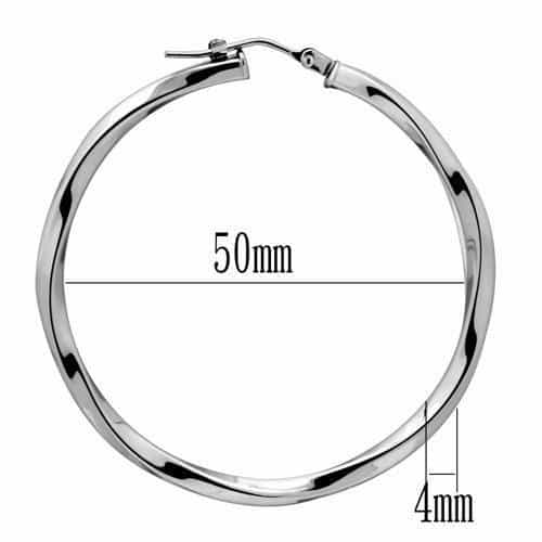 Stainless Steel Silver Polished Classic Round Hoop Earrings view 3