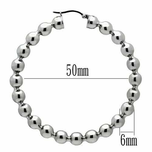 Stainless Steel Silver Polished Ball Bead Large Hoop Earrings view 3
