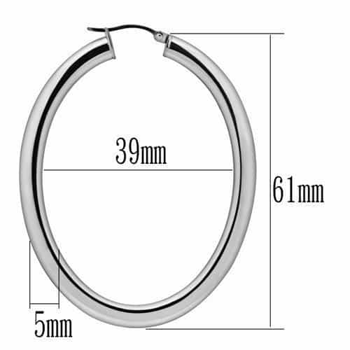 Stainless Steel Silver Polished Ribbed Textured Hoop Earrings view 3