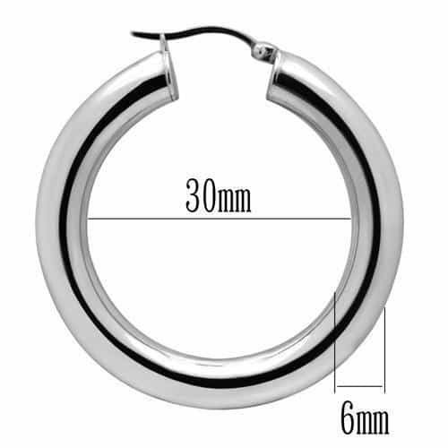 Stainless Steel Silver Polished Small Thick Round Hoop Earrings view 3