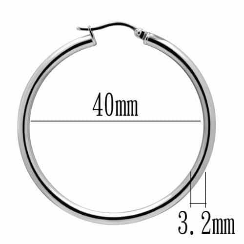 Stainless Steel Silver Polished Medium Plain Round Hoop Earrings view 3
