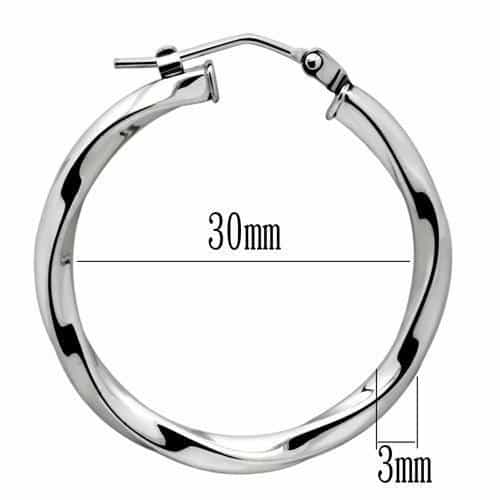 Stainless Steel Silver Polished Flat Thin Round Hoop Earrings view 3