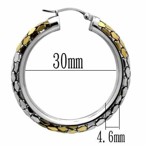 Sterling SilverTwo Tone Gold Silver Enamel Pattern Hoop Earrings view 3