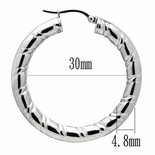 Stainless Steel Silver Polished Diamond Cut Small Tube Earrings view 3
