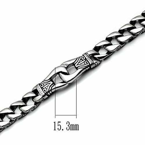 Stainless Steel Silver Scroll Carved ID Cuban Link Mens Bracelet view 3