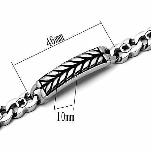 Stainless Steel Silver Chevron Arrow ID Cuban Link Mens Bracelet view 3