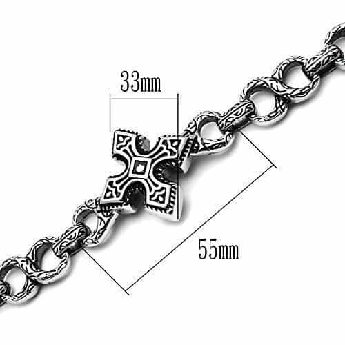 Stainless Steel Silver Celtic Cross Link Chain Mens Bracelet view 3