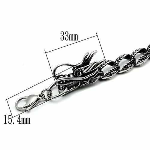Stainless Steel Silver Dragon Head Cuban Link Biker Mens Bracelet view 3