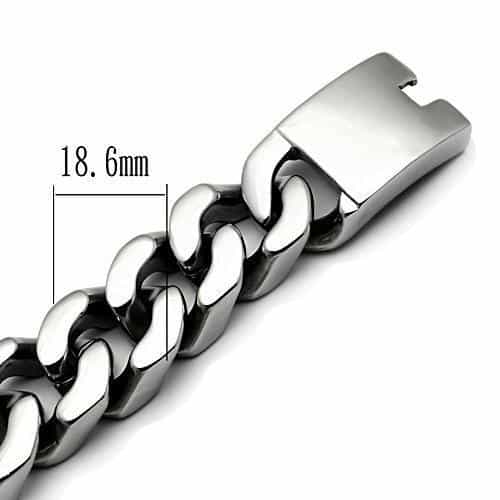 Stainless Steel Silver Heavy Cuban Curb Link Chain Mens Bracelet view 3