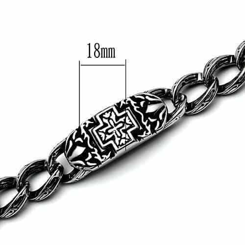 Stainless Steel Silver Celtic Cross ID Cuban Link Mens Bracelet view 3