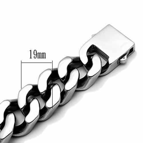 Stainless Steel Silver Heavy Polished Cuban Link Chain Bracelet view 3