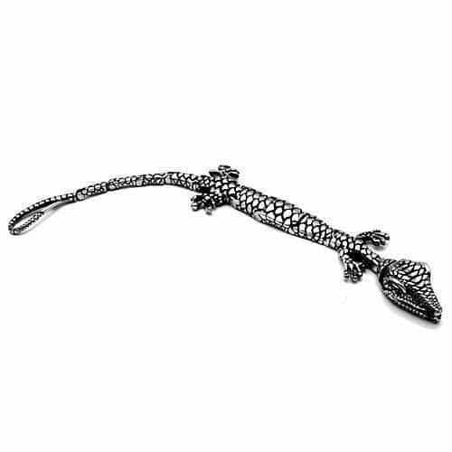 Stainless Steel Silver Snake Dragon Link Chain Biker Bracelet view 1
