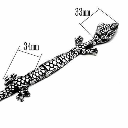 Stainless Steel Silver Snake Dragon Link Chain Biker Bracelet view 3
