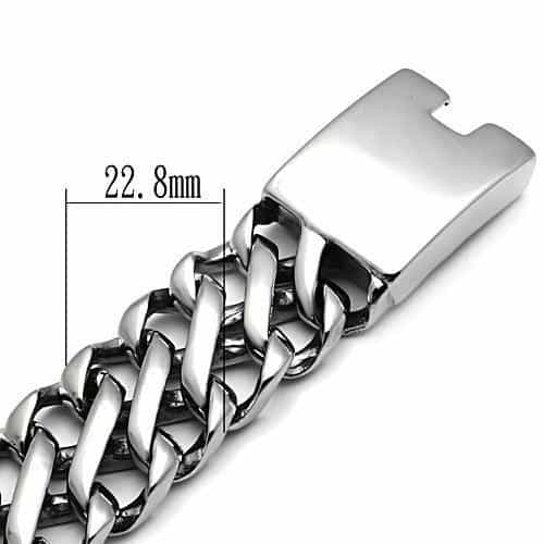 Stainless Steel Silver Woven Link ID Chain Mens Bracelet view 3
