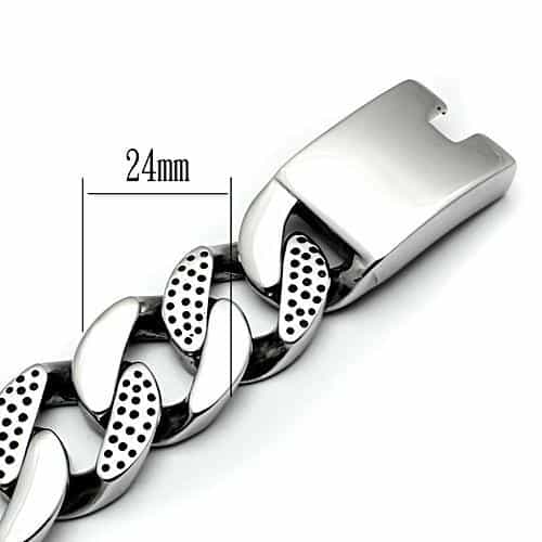 Stainless Steel Silver Dotted Cuban Curb Link Mens Bracelet view 3