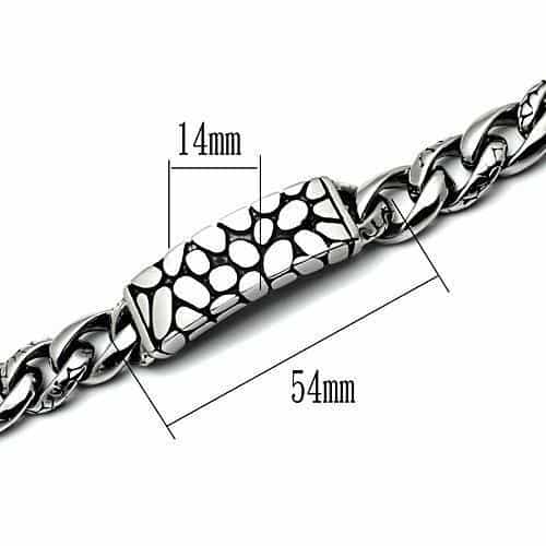Stainless Steel Silver Pebble Pattern Cuban Link Mens Bracelet view 3
