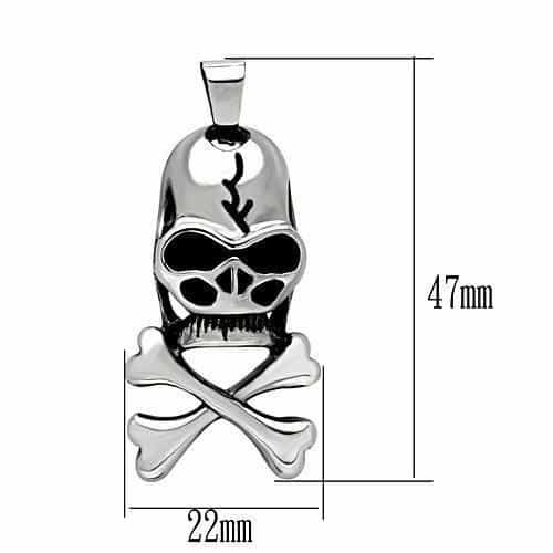 Stainless Steel Silver Skull Crossbones Pendant Chain Necklace view 2