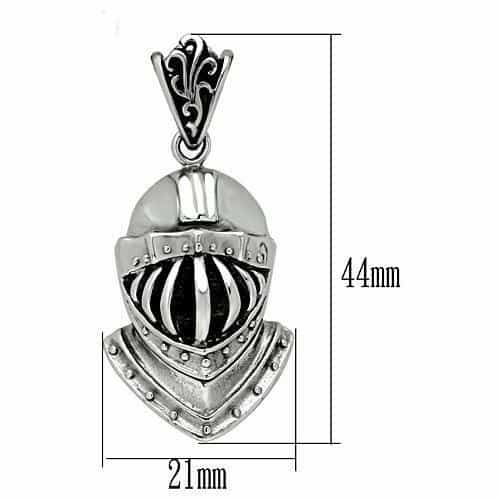 Stainless Steel Silver Knight Helmet Visor Pendant Chain Pendant view 2