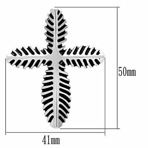 Stainless Steel Silver Fishbone Leaf Cross Pendant view 2
