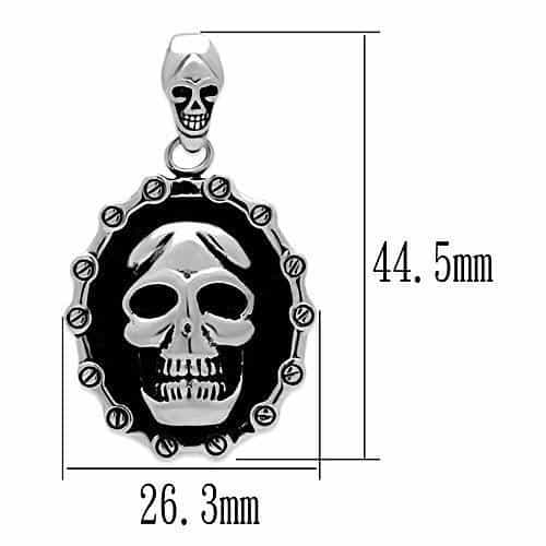 Stainless Steel Silver Skull Oval Frame Pendant Chain Pendant view 2