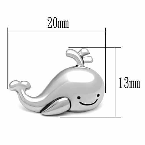 Sterling Silver Whale Shaped Stud Earrings view 2