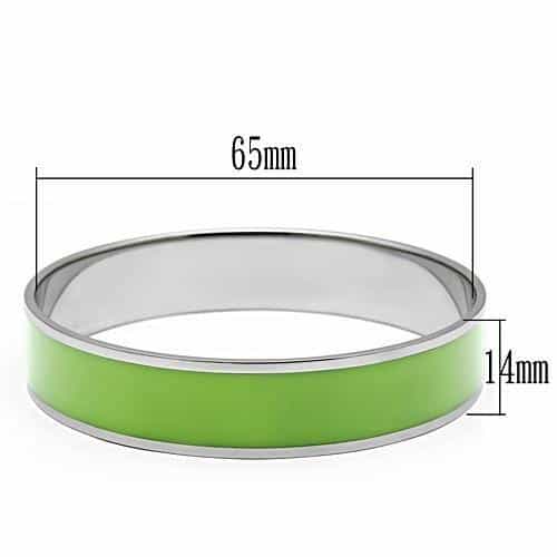 Stainless Steel Silver Green Enamel Wide Bracelet view 2